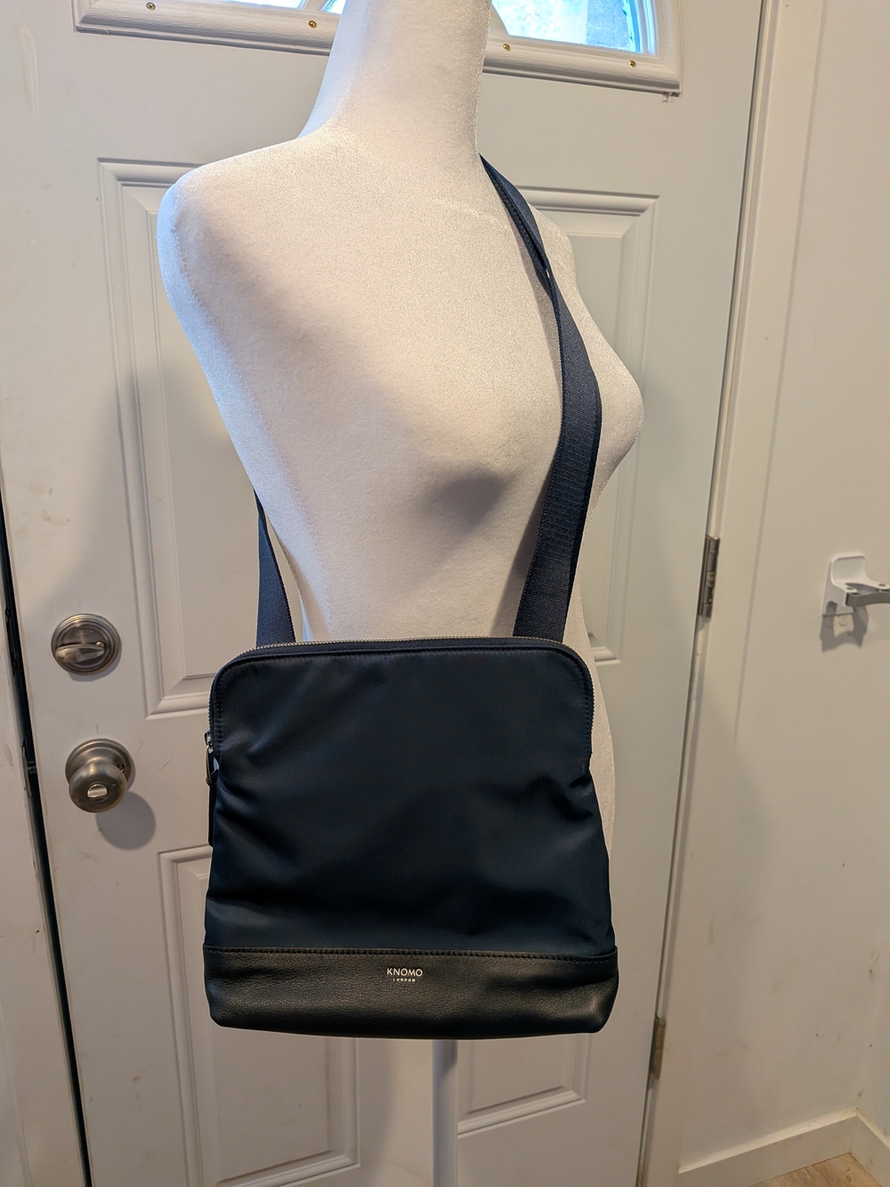 KNOMO Woodstock Nylon And Leather Crossbody Bag In Navy